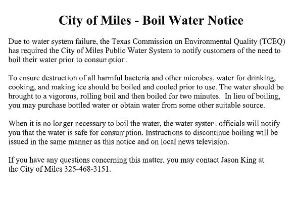 Boil Notice - Miles